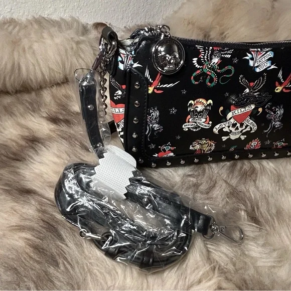Ed Hardy | Bags | Ed Hardy Black Crossbody Bag With Tattoo 